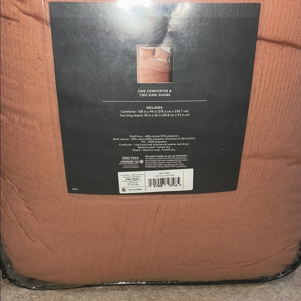 Threshold King Tassel Border Comforter Set, Terracotta/ White